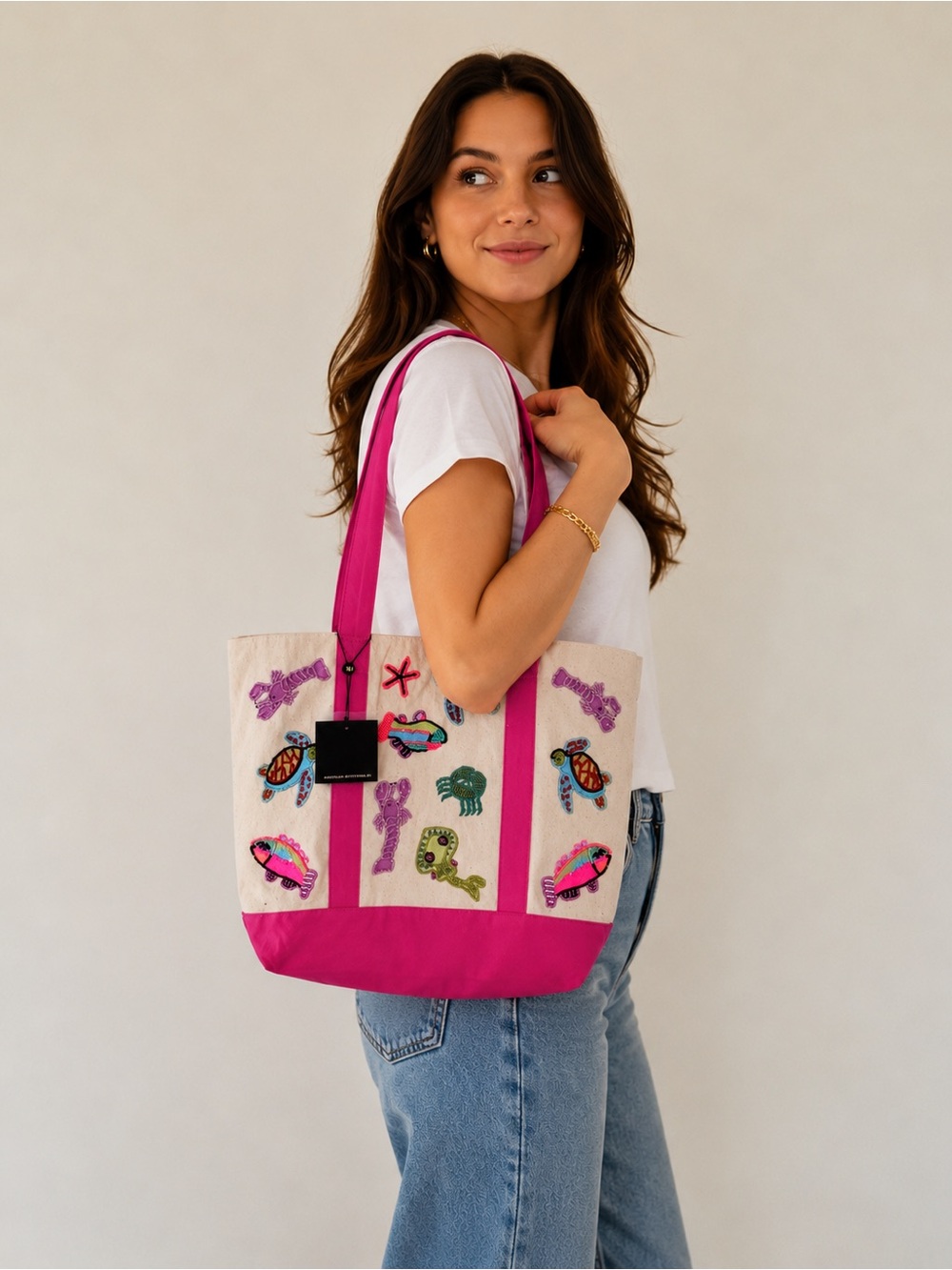 AMERICA & BEYOND Hand Beaded Under the Sea Tote Bag - Retail $210
